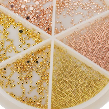 Metal Micro Esferas de Aço Inoxidável de 0,5 mm, 1,5 mm de Unhas de Arte Caviar Esferas 3D DIY de Ouro/Ouro de Rosa, a Arte do Prego de Acessórios