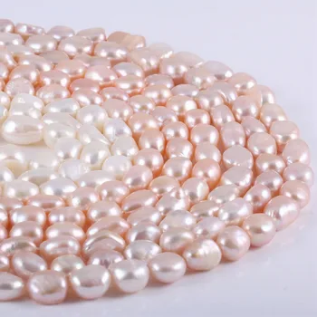 Novo AA natural de água doce pérola branca e cor-de-rosa irregular de contas de pérolas usado para fazer jóias DIY pulseira, colar de Tamanho 9-10mm