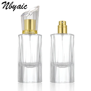 Nbyaic 1Pcs 50ml de alto grau de cristal frasco de vidro frasco de perfume spray frasco com tampa do diamante perfume dispensa garrafa vazia