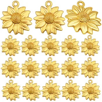 O 60pcs de Antiguidades de Girassol Pingentes Encantos da Liga Vintage Flor Oscila Encantos para DIY Colar Pulseira de Fazer a Jóia de Decoração