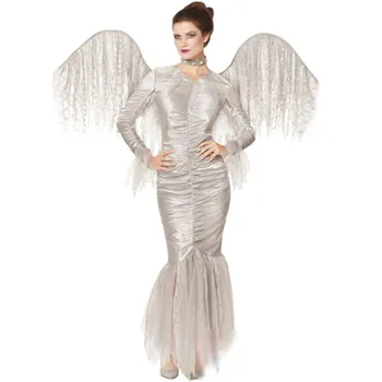 Anjo de Penas de Anjo Vestido com Asas Definido para as Mulheres de Halloween, Carnaval, Festa de Natal, Adereços de Palco de Show de Desempenho