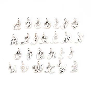 1 Conjunto de Mini 26 Alfabeto inglês Pequena Liga de Pingentes de A-Z Encantos da Letra para DIY Colar Pulseira de Fazer a Jóia de Letra Definido