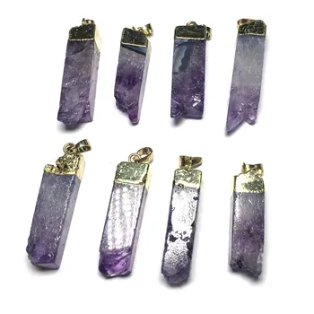 Pedra Natural Amethysts Pingentes de Cristal pilar Colar Pingentes para Fazer Jóias DIY colar de acessórios de Reiki Dom de Cura