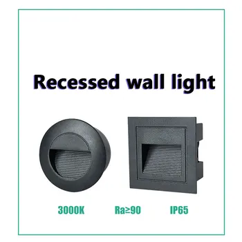 LED à prova d'água IP65 3W Incorporado Passo luzes ao ar livre Recessed a lâmpada de Parede para o Interior da Escadaria do corredor Exterior parede de luz Recessed