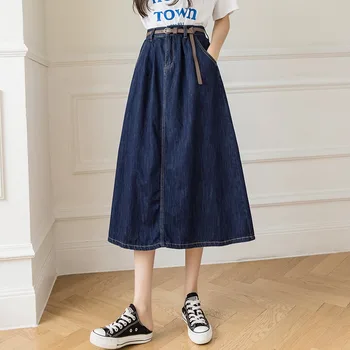Fino, Um em forma de Saia Jeans para as Mulheres No Verão De 2022, Novo Cintura Alta, Magra, de Comprimento Médio Harajuku Vintage do Japão
