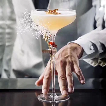 2 Pcs Superhigh De Boca Larga Martini Cocktail Cálice De Vidro Fino Copo Vara De Estilo Japonês De Cristal Banquete De Casamento Coupes De Champagne