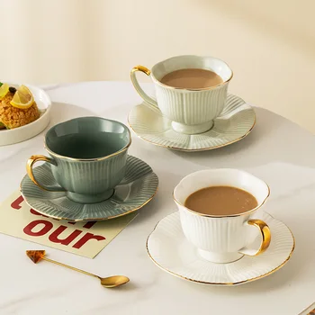 chávena de café copa do conjunto de canecas de café, copos de café e chá, xícaras de chá, xícaras e pires de conjuntos de cerâmica xícara de chá de xícara (chá) definir