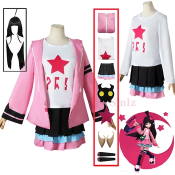 Anime cosplay AOTU kalie Traje Cosplay Peruca estrelas cor-de-rosa casaco kalie Jaqueta de T-shirt, Saia, Meias de Mochila de Brincos de Mulheres do Partido definido