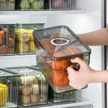 Frigorífico de Armazenamento de Caixa de Cronometragem Manter os Alimentos Frescos Organizador Caixa com Alça Transparente Material Eco-friendly, snack-recipiente