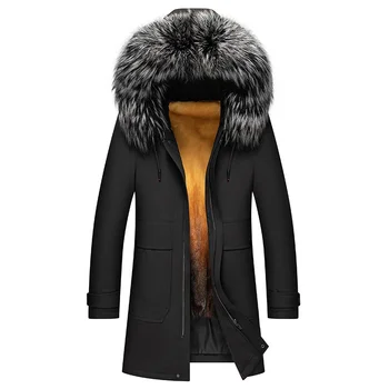 chegada 2023 novo casaco de inverno do mens da alta qualidade quente coelho de cabelo casaco com capuz,Fox fur collar casacos de inverno casaco quente, homens