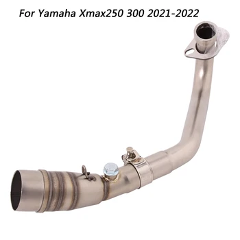 Deslizamento Na Motocicleta da Frente Ligar Cabeça do Tubo de Ligação de Tubos de Aço Inoxidável, Sistema de Exaustão Para a YAMAHA XMAX250 300 2021-2022