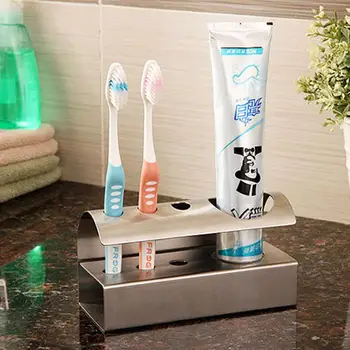 Novas e criativas de aço inoxidável suporte da escova de dentes da cremalheira do armazenamento de lavagem de suporte da escova de dentes
