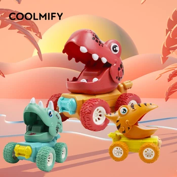 Crianças de Atrito Alimentado de Dinossauros de brinquedos Veículos de Imprensa Inércia Carros de Caminhão de Brinquedos Animais dos desenhos animados Modelo de Catapulta Carro Brinquedos Presentes