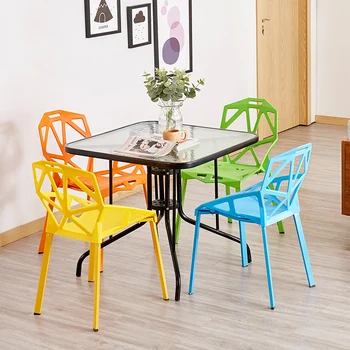 Colorido Cadeira De Plástico Moderno, Simples Preguiçoso Casa Nórdicos Beber Cadeira Criativo Oco Volta De Lazer Ao Ar Livre Da Cadeira De Jantar Cadeiras