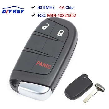 DIYKEY 3 Botão Remoto Inteligente Chave do Carro 433MHz PCF7953M / 4A Chip para Jeep Compass 2017 - 2020 P/N: 68250335AB FCC ID: M3N-40821302