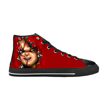 Filme de terror Childs Play Chucky Halloween Gótico Casuais Sapatos de Pano de Alta Topo Confortável Respirável Impressão 3D Homens Mulheres Tênis