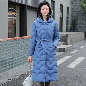 De algodão acolchoado Jaqueta Mulheres Pelagem Longa 2022 Novo Desgaste de Inverno coreano Slim com Capuz para Baixo de Espessura Ppadded Jaqueta Parka A15