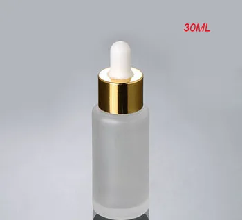 100pcs 30ML de vidro fosco, frasco conta-gotas com colar de ouro &top branco, vazio frost 30ml conta-gotas do frasco de vidro para óleo Essencial