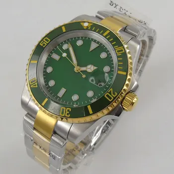 40mm Green Dial Bisel de Cerâmica Luminosa Vidro de Safira Relógio Masculino Mens Relógios de Marca Top de Luxo Homens Militar Assista