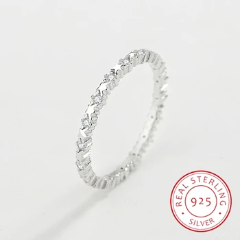 Nova Moda de Linha Única Estrela anel de Pequeno Diamante Senhoras Anel S925 Original Autêntico Prata Envolvimento de Jóias de Casamento