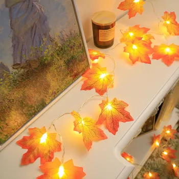 Maple Leaf de Natal Festão Bateria Operado Seqüência de Luzes do DIODO emissor de Garland ação de Graças, Natal, Ano Novo, Decoração de Casa 2022