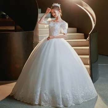 2022 Vestidos de Noiva para Mulheres Elegantes Novo lanterna Manga Comprimento do Assoalho Vestidos De Festa Apliques de Casamento da Princesa Vestidos de baile