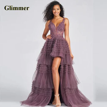 Glimmer Luxo Vestido De Noite Em Camadas De Tule Formal, Baile, Vestidos De Cair De Envio De Vestidos De Festa Abendkleider Manto Bola Trecho