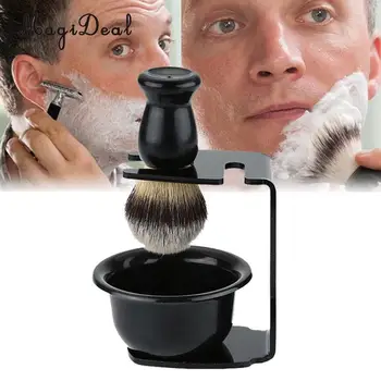 Homens de Barba Conjunto de Pincel de barba+Suporte de Aço Titular+ Tigela de Viagem Kit de cuidados Faciais ferramentas Quanlity Elevado