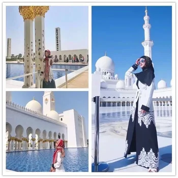 Vestimenta Islâmica Muçulmana Moda Bordado De Mulheres Muçulmanas Abaya Oriente Médio Vestidos Longos Quimono Cinto De Dubai Abaya Turquia