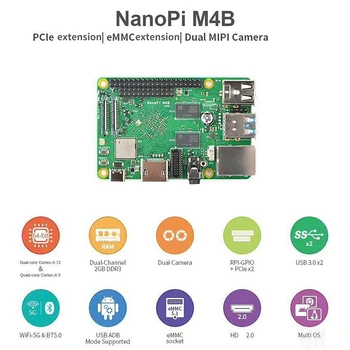 Para Nanopi M4B RK3399 2GB DDR3 de Memória de Expansão Pcie Dual Camera 4K de Reprodução Android 8.1 Ubuntu Conselho de Desenvolvimento