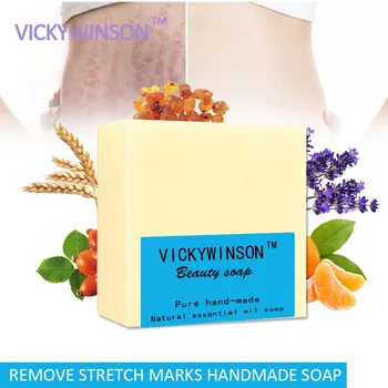 VICKYWINSON Remover rugas óleo essencial de sabão artesanal 100g de Restauração danificados da fibra células da pele, eliminar finas estrias