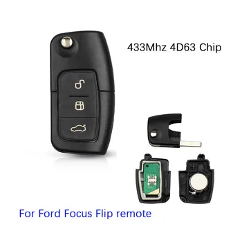 CN018045 pós-venda Para Ford Focus Flip Remoto chave do Carro 433Mhz 4D63 Key Fob Caso 3 Botão 80/40 Bits