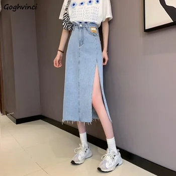 Saias das Mulheres da Moda Pura Lado de Cor-de-fenda Verão-jogo Estilo coreano de Cintura Alta Streetwear Uma linha de Lazer Feminino Temperamento