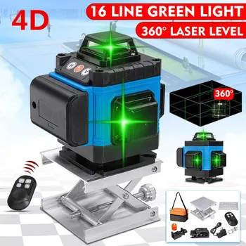 4D 16 Linhas Verdes Nível Laser Tripé de Auto-Nivelamento 360 Horizontal E Vertical da Cruz de Alta Precisão Exterior Poderoso Feixe de Laser