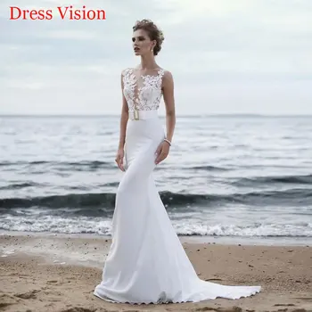 Novo Estilo Manto de Vestidos de Noiva Sereia Sexy Apliques de Renda O-pescoço Vestido De Noiva Robe De Mariée 2022 Vestidos De Mulher
