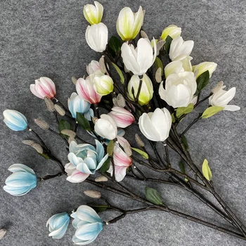 7 Cabeça Magnolia de Casamento Simulação de Flores Fotografia 3D Adereços Casa Jardim Decoração de Mão Arranjo de Flores Falsas Flores