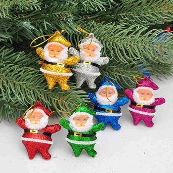 6Pcs Multicolor/Ouro Árvore de Natal Pingente de Ouro em Pó Papai Noel Pendurado Enfeite Para a Casa do Festival de Natal de Ano Novo Decoração Presente