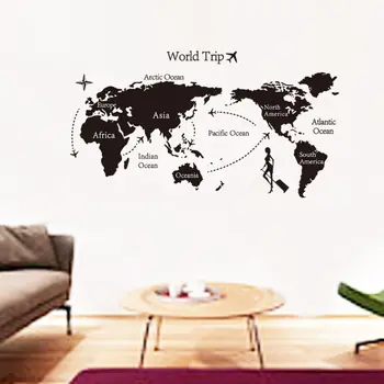 Grande Mapa do Mundo Adesivos de Parede Mundo contorno Sala de estar, Quarto, Decoração de Parede Decal viagens, Decoração da Parede de Vinil Removível Mural X580