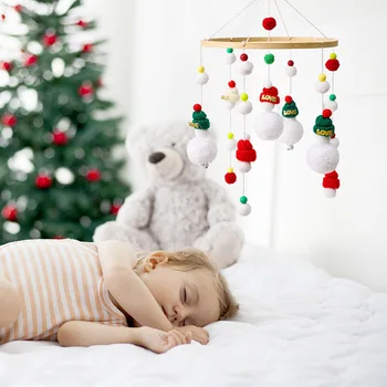 Madeira de bebê Papai Noel Hairball Decoração para Quarto de Crianças, Quarto de Bebê Decoração de Natal do Recém-nascido Presente Artesanal Decoração