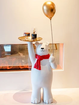 Decoração De Casa De Desenhos Animados Balão Urso Estátua Nórdicos Viver De Decoração De Quarto Grande Ornamento De Resina Estátua Escultura Decoração Do Escritório Figurin
