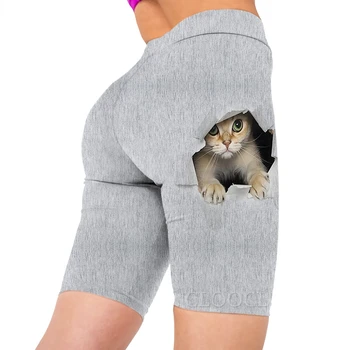 CLOOCL Mulheres Legging Vintage Cat/Flores em 3D os Gráficos de Impressão Senhora Shorts Casual para mulheres de Treino ao ar livre Push-up Calças de Jogging