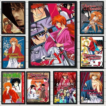 Anime Japonês Ruroni Kenshin Cartaz O Cartaz Final Decoração De Parede, Pintura Da Arte De Decoração De Casa De Viver Sofá Da Sala De Lona Cartaz