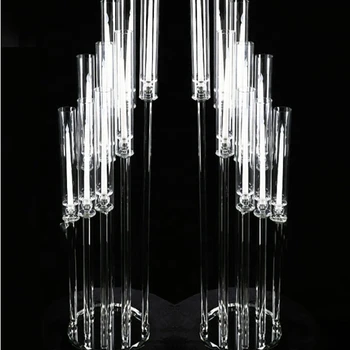 12pcs)Atacado redonda de acrílico cristal de decoração de casamento pilares s candelabro moderno de altura centros de mesa com a tampa do cilindro 114
