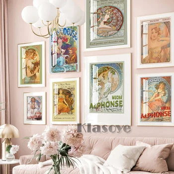 Alphonse Mucha Decorativos Exposição Museu Cartaz Elegante Feminino Retrato De Arte Imprime O Romantismo De Lona Da Pintura A Decoração Home