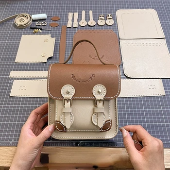PU cor do contraste mochila artesanal aluno saco de viagem DIY material feito mochila de mulheres retro mulheres