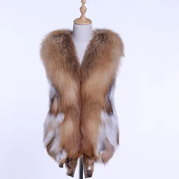 2022 No Inverno Real Novo Red Fox Fur Vest Para Mulheres Genuínas Fox Colete De Pele Natural, Pele De Raposa Sem Mangas Outwear