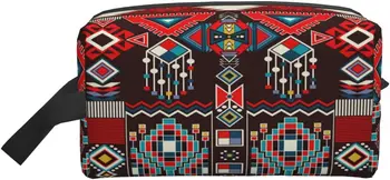 Asteca Necessaire Geométricas Ornamento Para Étnica Padrão Mexicano Motivo De Bolsa De Maquiagem Viagem Cosméticos Saco Saco De Armazenamento Organizador