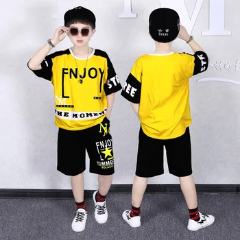 crianças trainings 4-12Y Meninos Vestuário Enfant camiseta+calça harém de Moda Menino Roupas Cool Kids Hip Hop Roupas de Esportes Terno