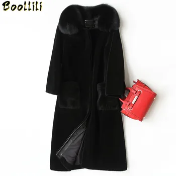 Imitação Boollili Alta Lã Casaco Feminino De Espessura Quente Black Coats Mulheres Inverno Faux Fur Casaco De Senhora Elegante Roupas Casual