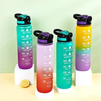 1 Litro de Garrafa de Água de Motivação Esporte Garrafa de Água Estanque Garrafas de curso ao ar livre Fitness Potes para Cozinha
